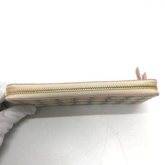 🌷 Louis Vuitton Damier Azur Studded Clemence Zippy Wallet Rose Ballerine Pink - Picture 9 of 12